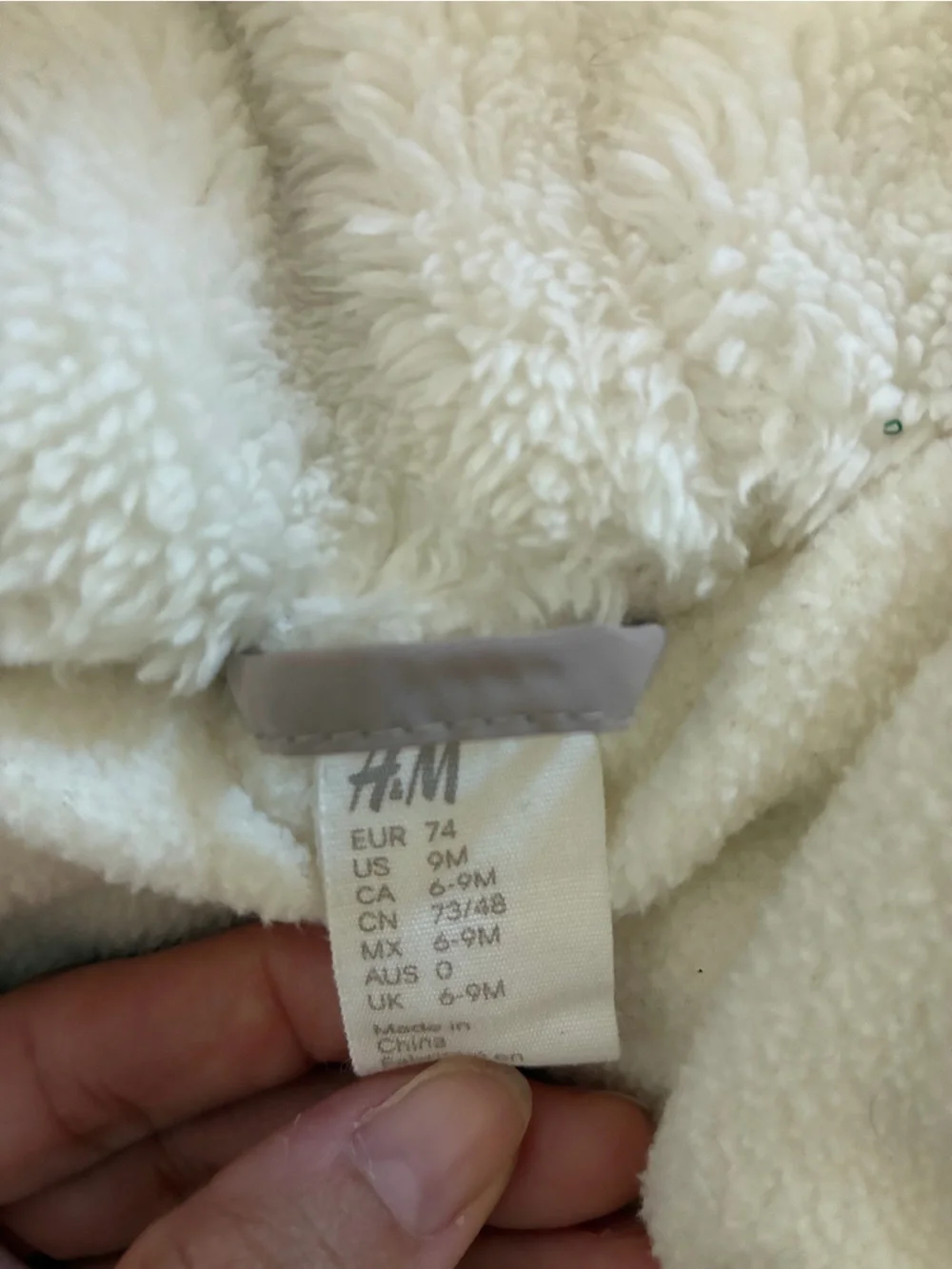 H&M Cream Sherpa Baby Hooded Bunting